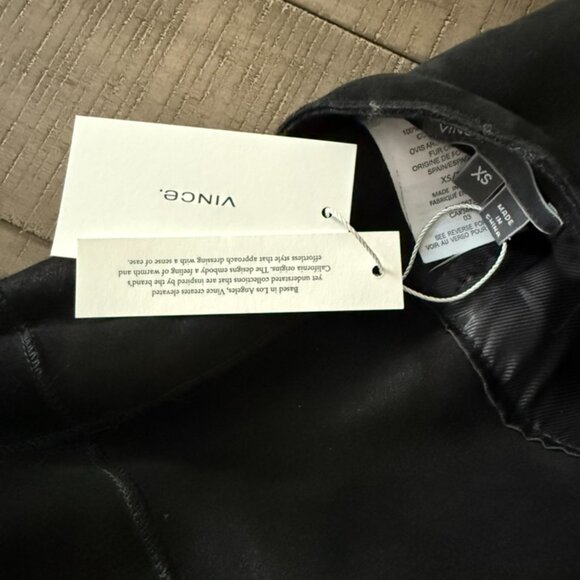 VINCE Toscana Shearling Fur Leather Reversible Black Vest XS size - Picture 13 of 13